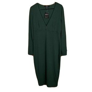 Forever 21 Plus Sz OX Emerald Green Midi Babydoll Dress Long Sleeve WhimsiGoth